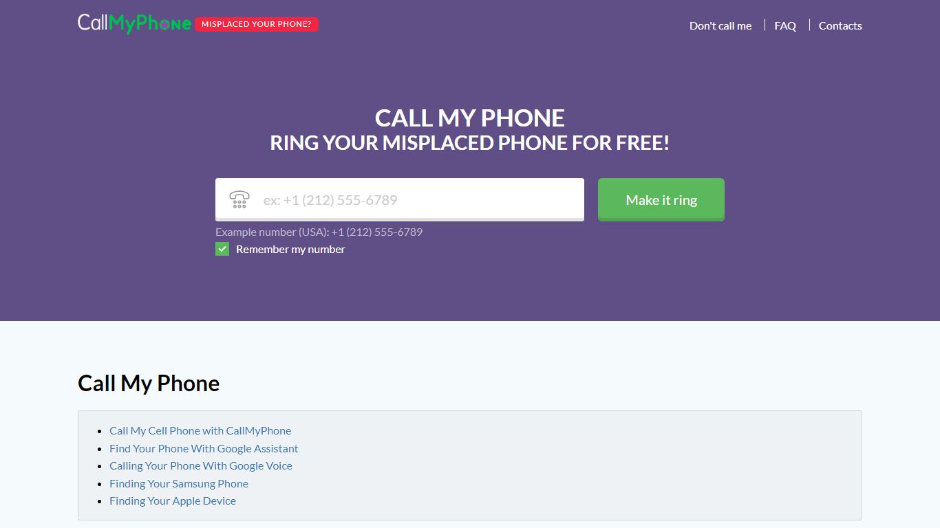 Call My Phone - Ring your Lost Phone for FREE